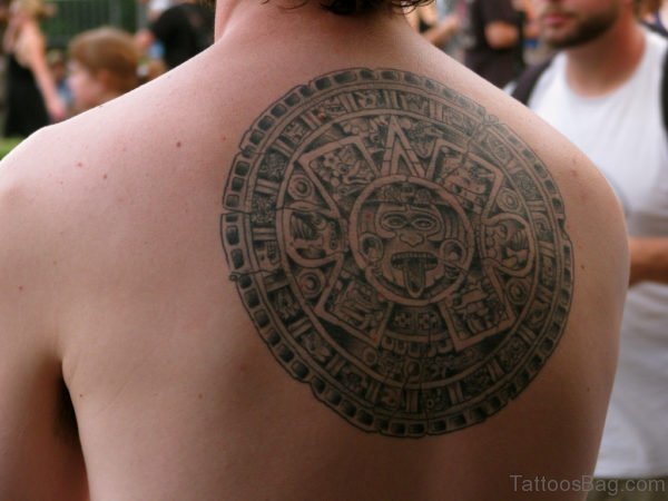 Impressive Aztec Tattoo On Back 