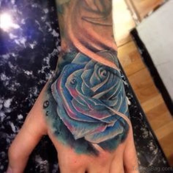 Impressive Blue Rose Tattoo 1