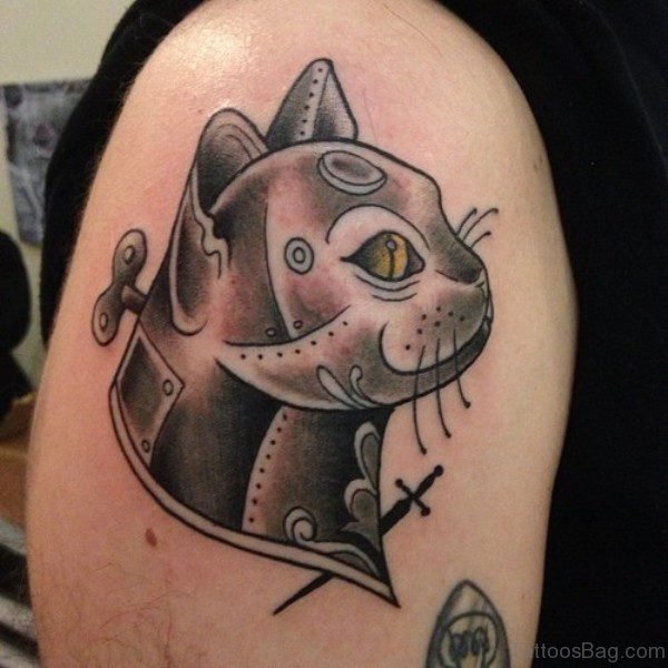 Impressive Cat Shoulder Tattoo Design