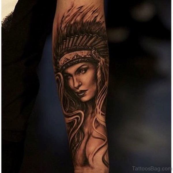 Impressive Girl Portrait Tattoo On Wrist 