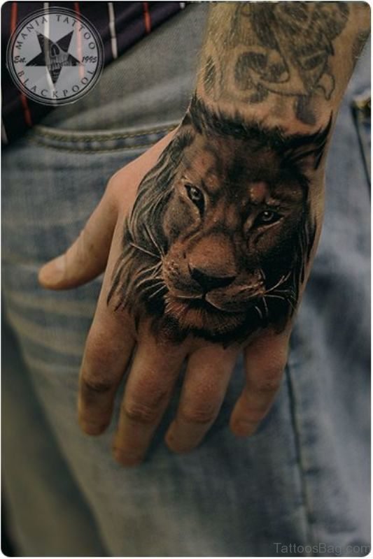 Impressive Lion Tattoo On Hand