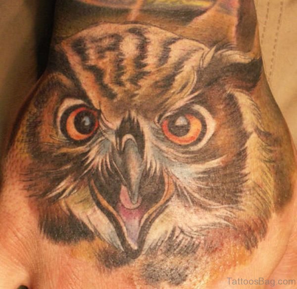 Impressive Owl Tattoo On Hand