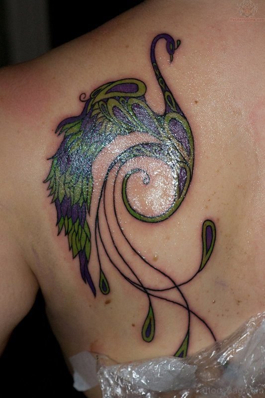 Impressive Peacock Tattoo On Shoulder Back