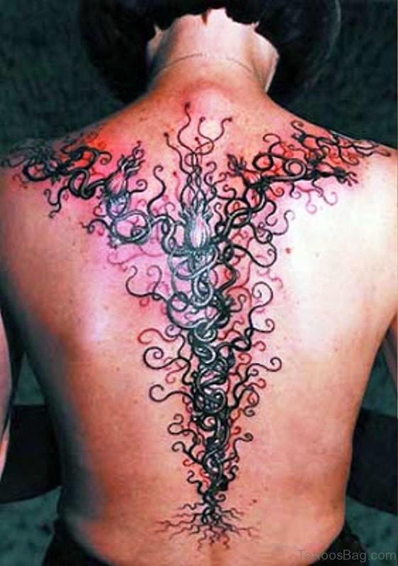Impressive Vine Tattoo On Back