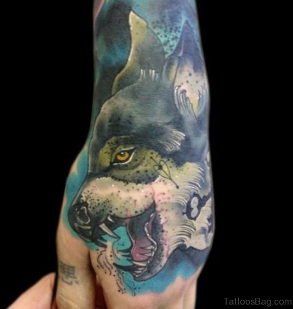 Impressive Wolf Tattoo On Hand