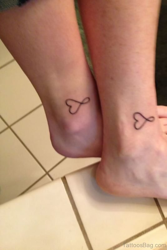 Infinity Hearts Couple Tattoos On Ankle