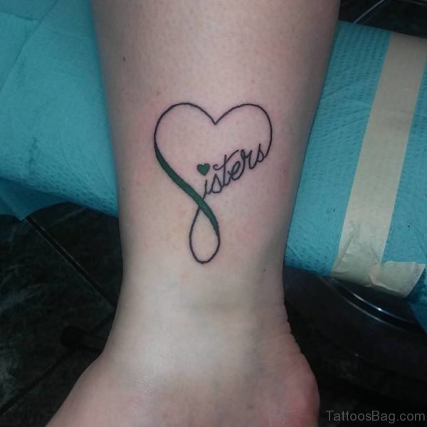 Infinity Sisters Love Tattoo On Ankle