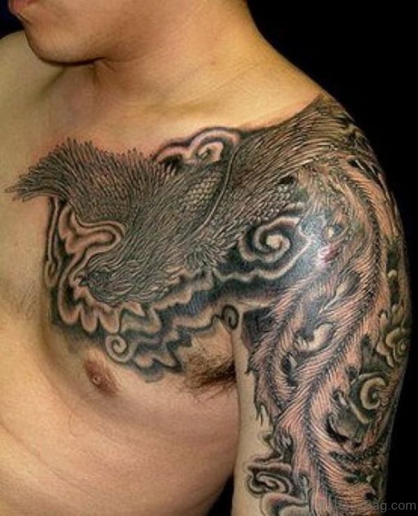 Japanese Phoenix Tattoo On Chest 