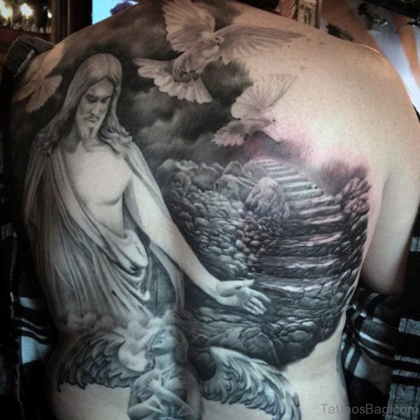 Jesus And Dove Tattoo