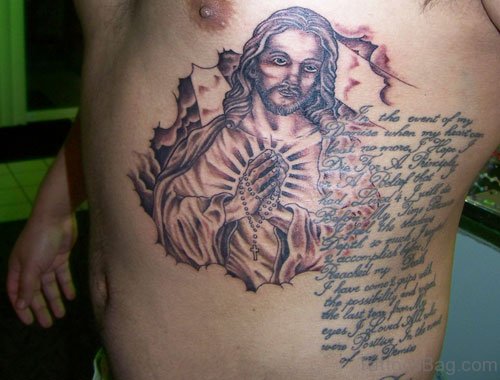 Jesus And Wording Tattoo