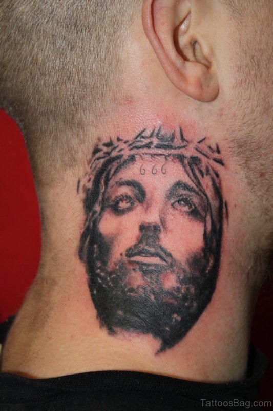 Jesus Tattoo On Neck