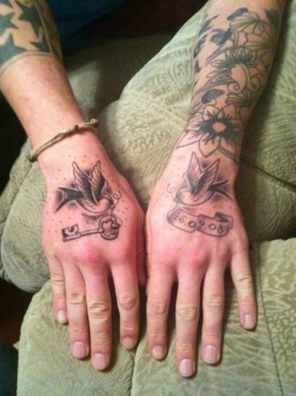 Key Swallow Tattoo On Hand