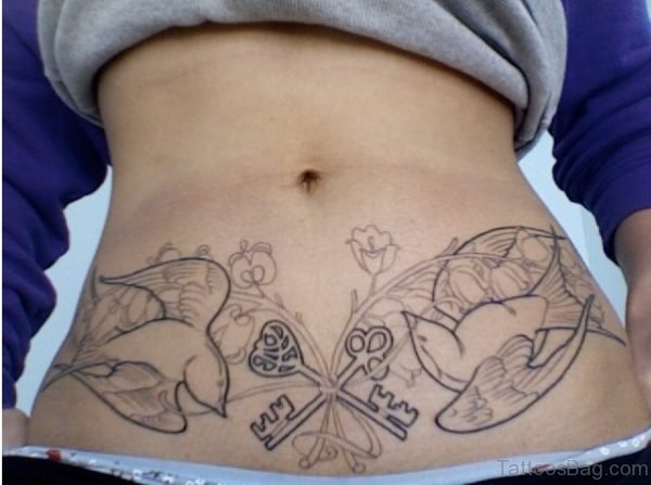 Key Tattoo On Stomach