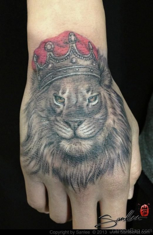 King Lion Tattoo On Head