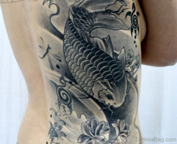 Koi Fish Tattoo On Back 