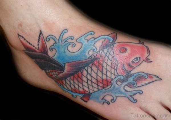 Koi Fish Tattoo On Foot 