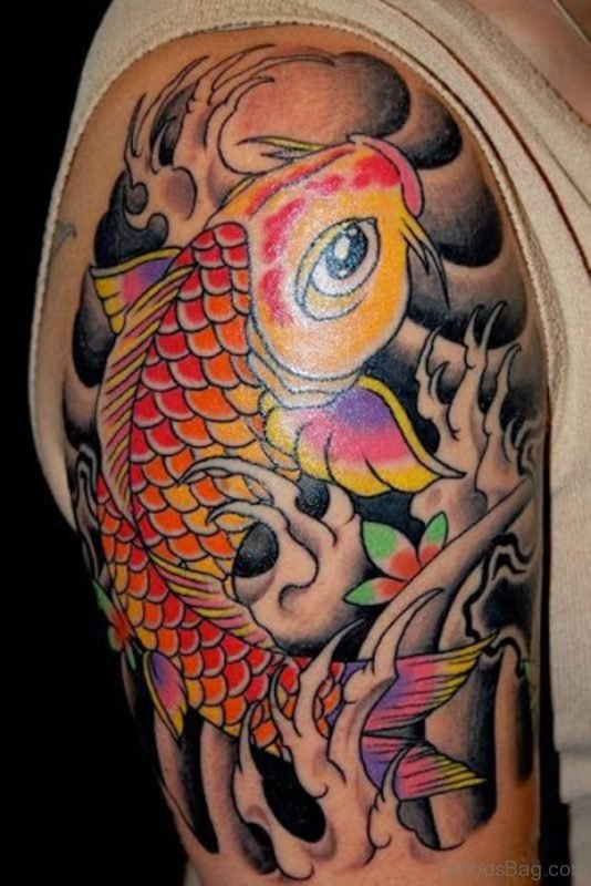 Koi Fish Tattoo On Shoulder 