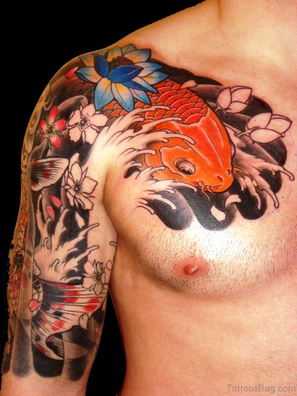 Koi Fish Tattoo On Shoulder