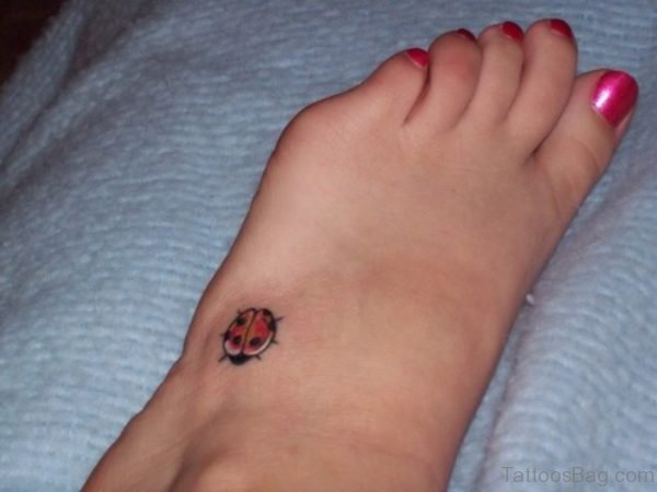 Ladybug Tattoo On Foot 