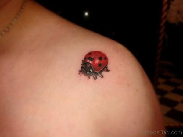 Ladybug Tattoo On Shoulder 