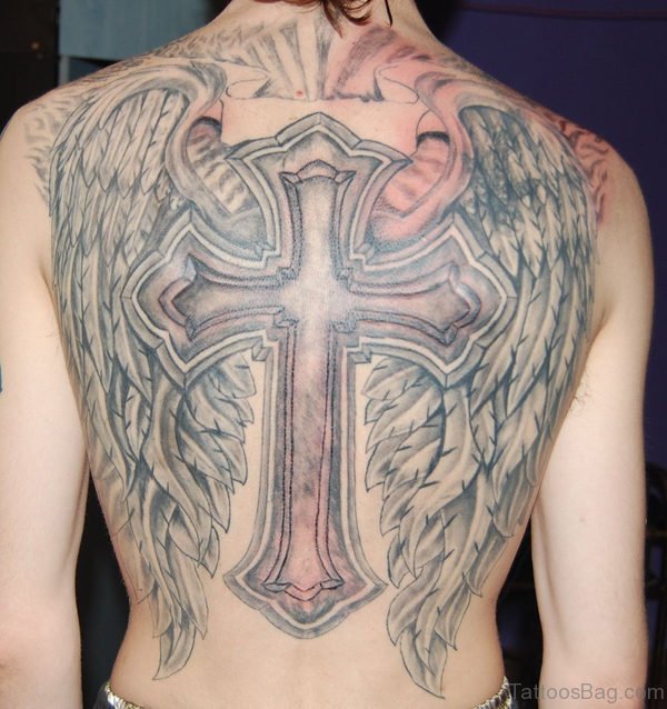 Large Cross Tattoo On Back