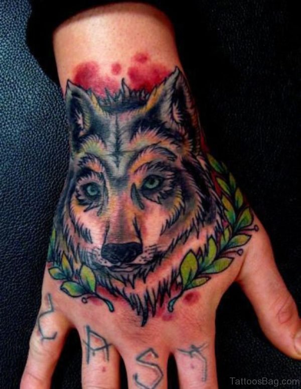 Leaf And Wolf Tattoo