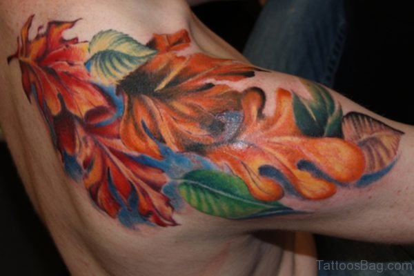 Leaves Tattoo On Shoulder For Men
