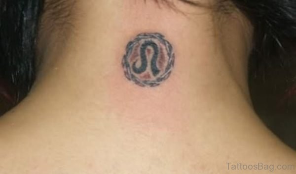 Leo Symbol Tattoo On Nape 