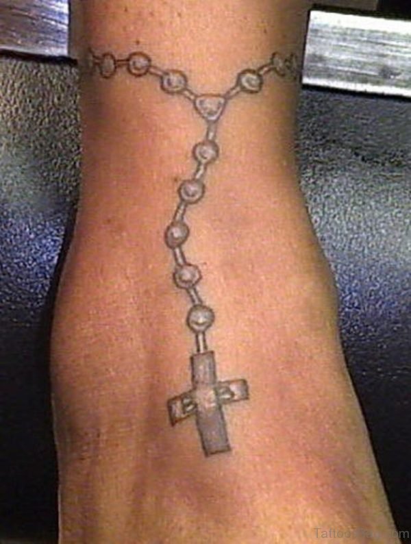 Light Rosary Tattoo On Ankle
