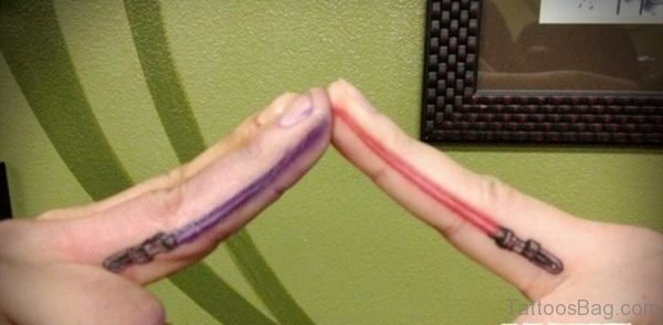 Light Sobres Sword Tattoos On Fingers