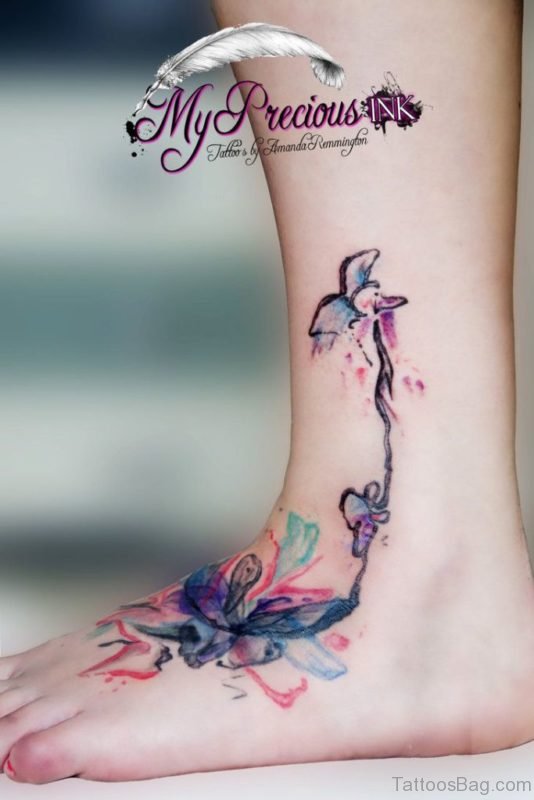 Lily Flower Tattoo On Ankle