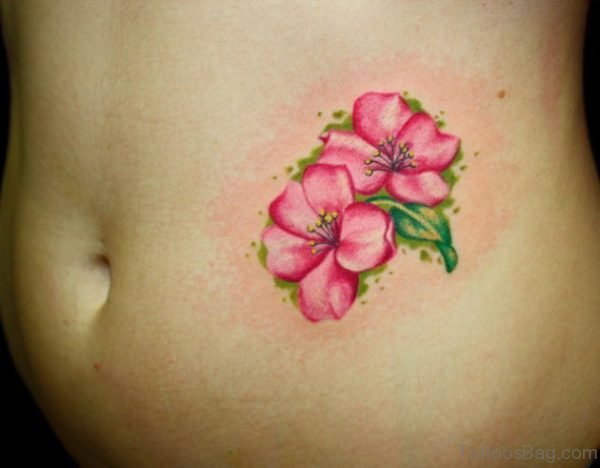 Lily Flower Tattoo On Stomach