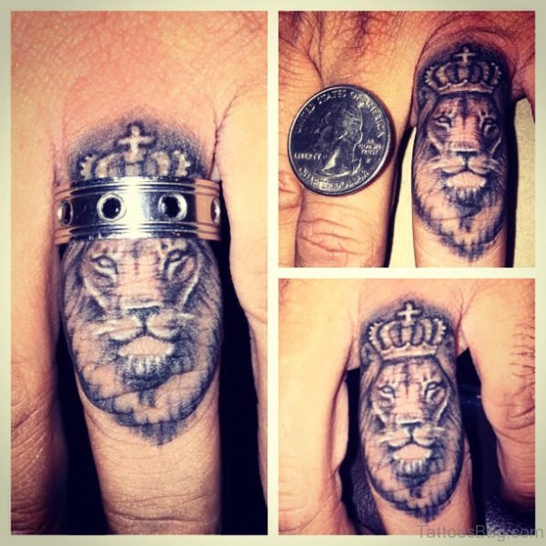 Lion King Tattoo On Middle Finger