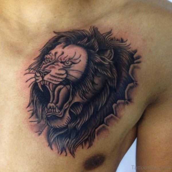 Lion Tattoo On Chest 