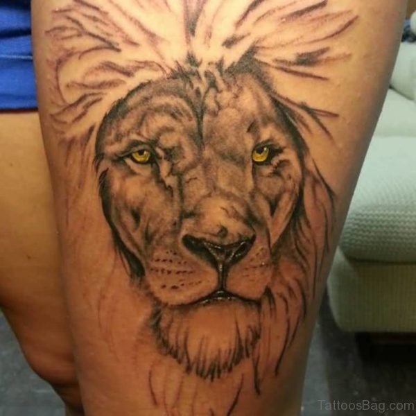 Lion Tattoo On Thigh 