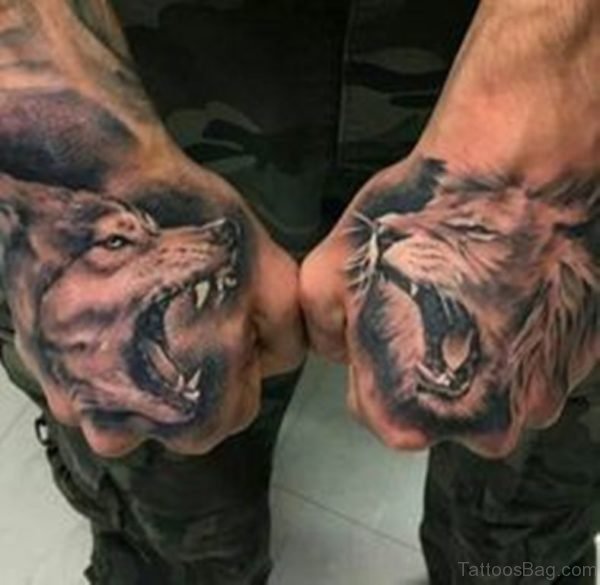 Lion and Wolf Tattoo