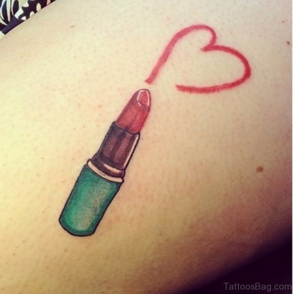 Lipstick Tattoo Design On Thigh