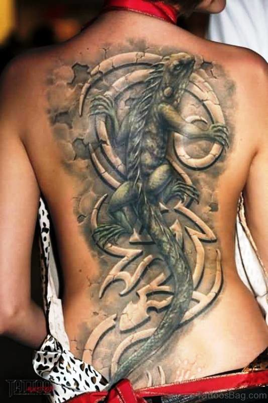 Lizard Tattoo On Back