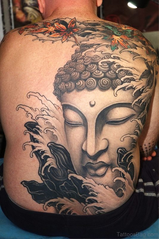 Lord Buddha Tattoo On Back