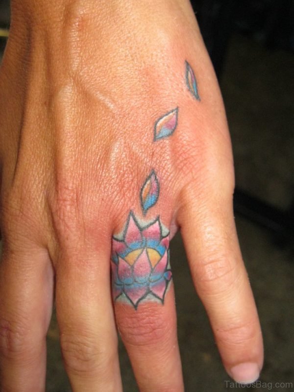 Lotus Tattoo Design On Finger 