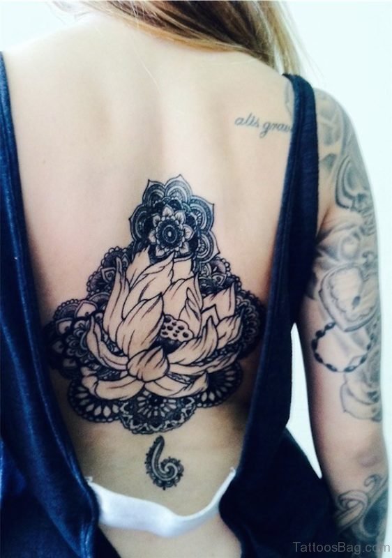 Lotus flower tattoo On Back 