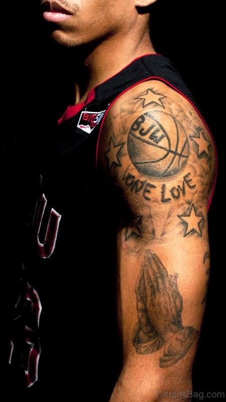 Love Basketball With Stars Tattoo Design