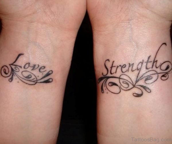 Love Strenght Tattoo On Wrist
