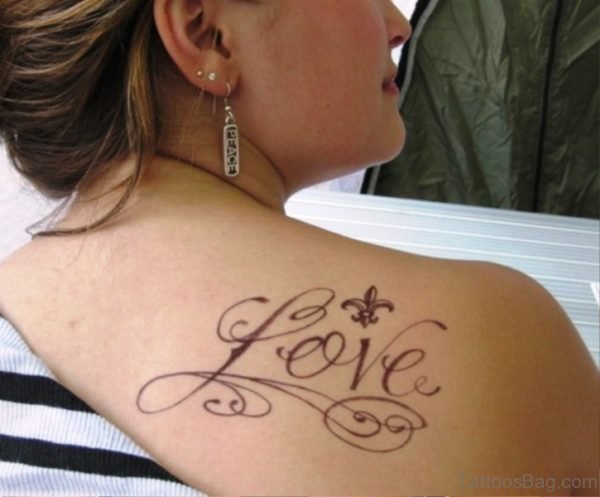 Love Tattoo On Back Shoulder