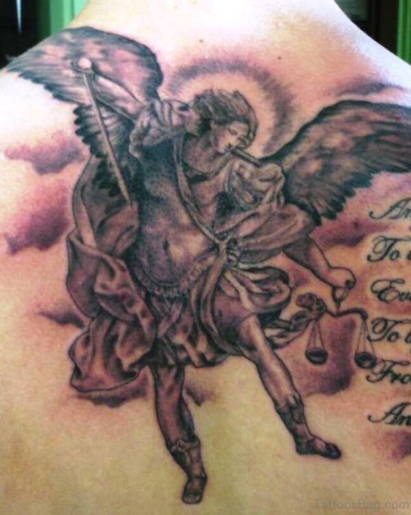 Lovely Archangel Tattoo On Back