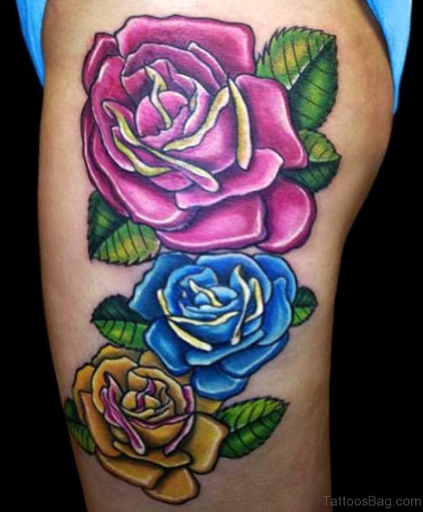 Lovely Blue Rose Tattoo Design