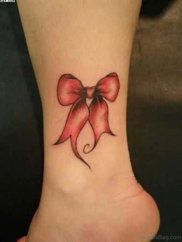 Lovely Bow Tattoo On Ankle