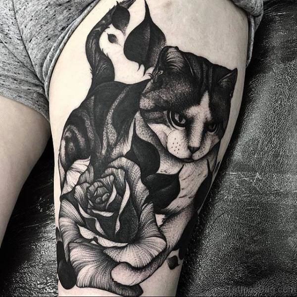 Lovely Cat Tattoo Design