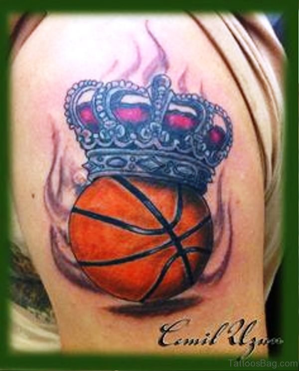 Lovely Crowned Basketball Tattoo