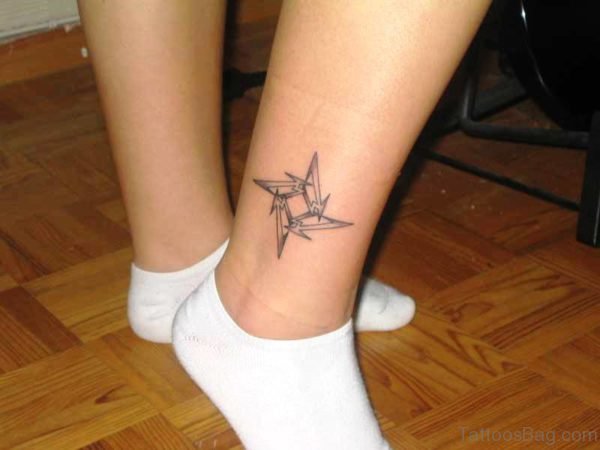 Lovely Designer Star Tattoo On Ankle